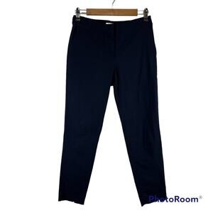 Grana Navy Blue Cotton Blend Trousers With Slit Hem Size Woman's Small